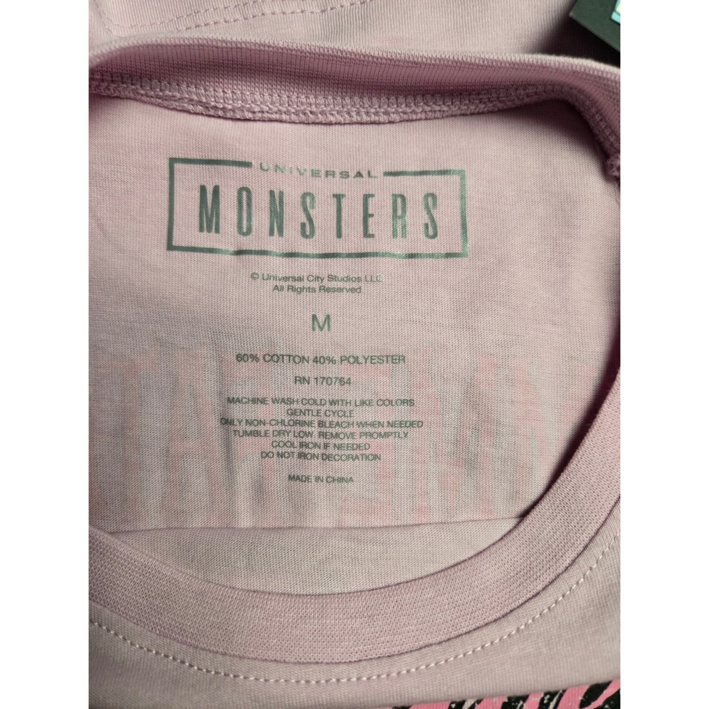 Universal Monsters Bride of Frankenstein Pink Graphic Tee Femme Fatale Medium - Picture 3 of 5